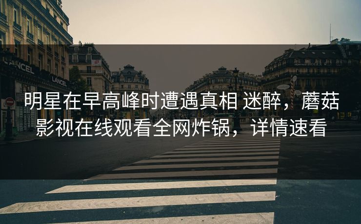 明星在早高峰时遭遇真相 迷醉，蘑菇影视在线观看全网炸锅，详情速看