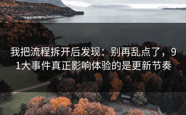 我把流程拆开后发现：别再乱点了，91大事件真正影响体验的是更新节奏