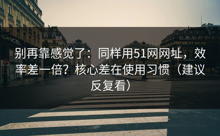 别再靠感觉了：同样用51网网址，效率差一倍？核心差在使用习惯（建议反复看）